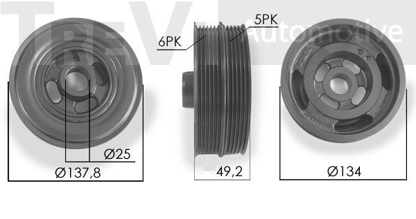 TREVI AUTOMOTIVE Ременный шкив, коленчатый вал PC1238